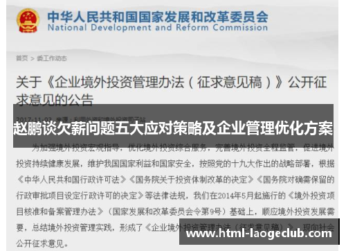 赵鹏谈欠薪问题五大应对策略及企业管理优化方案