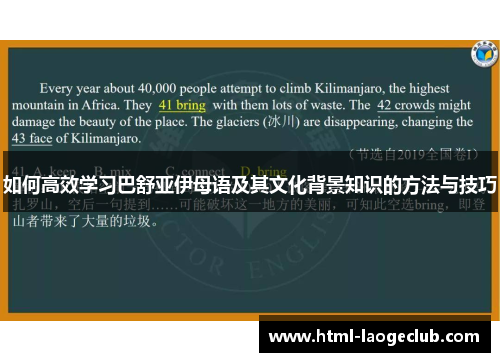 如何高效学习巴舒亚伊母语及其文化背景知识的方法与技巧