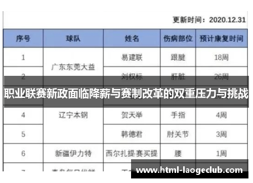 职业联赛新政面临降薪与赛制改革的双重压力与挑战 职业联赛新政面临降薪与赛制改革的双重压力与挑战